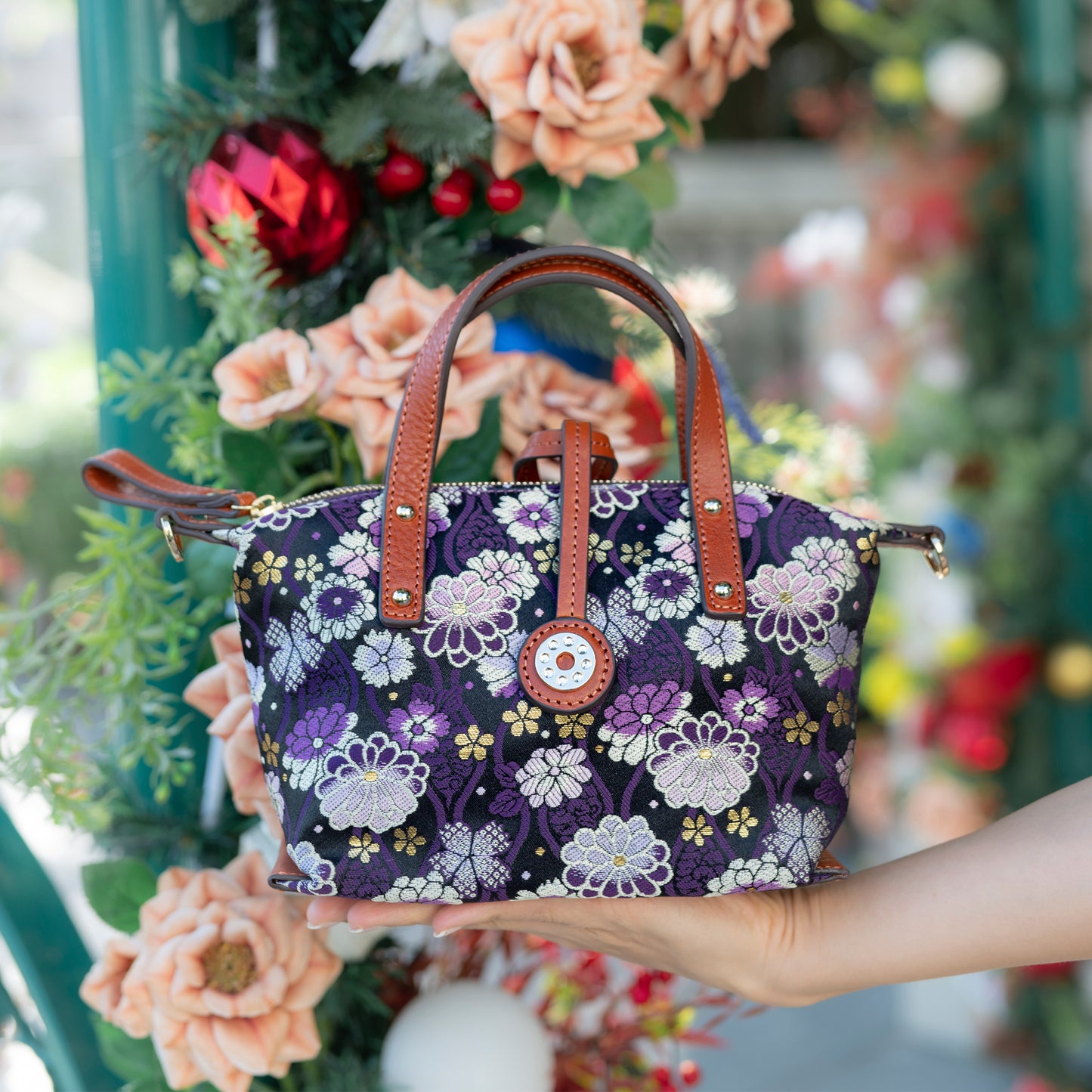 【Limited Edition】NISHIJIN | Nishijin-ori Mini Handbag (Colorful Flowers)